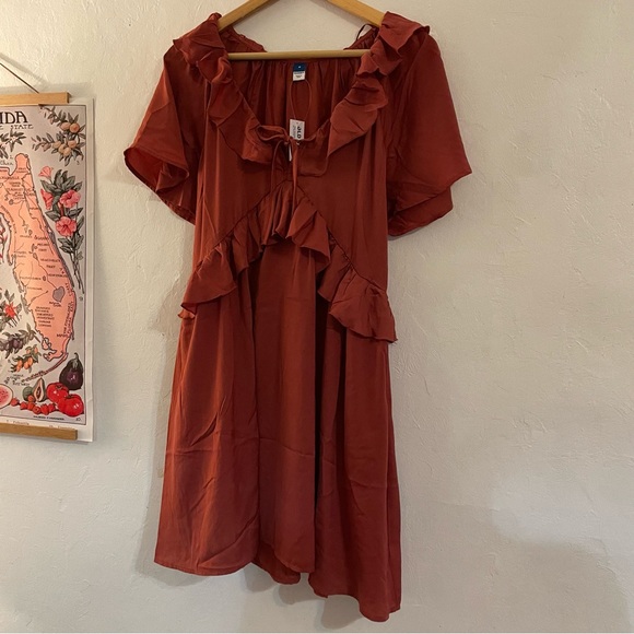 Old Navy Rust Ruffle Mini Dress - Picture 2 of 7